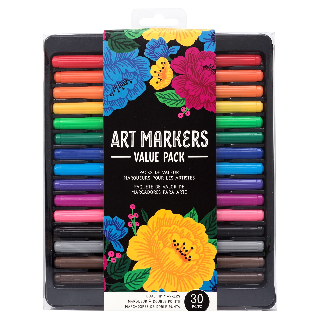 American Crafts Dual Tip Art Markers Value Pack 30/Pkg-Fine & Broad